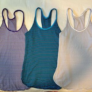 Lululemon Athletica Striped Racerback Tank Tops - Lot of 3